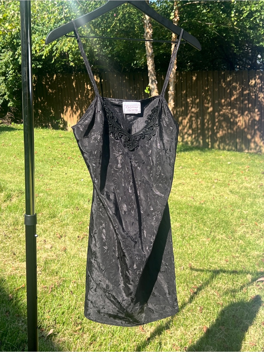 Vintage 1980s Black Lace-Trim Slip Dress - Women XS